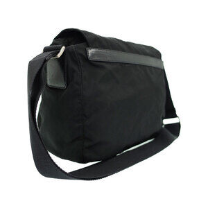 Prada Tessuto Nylon Bag Black Buckle Messenger Saffiano Double